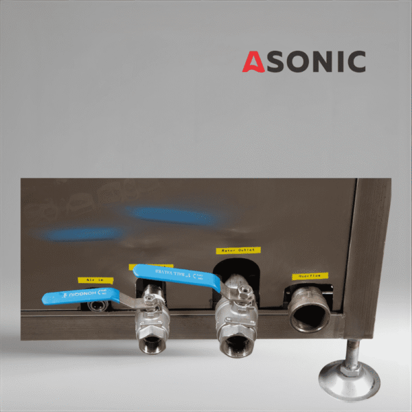 ASONIC IND-2000 Baie cu ultrasunete pneumatică, sistem de mare capacitate cu ridicare pentru curățarea componentelor industriale supradimensionate