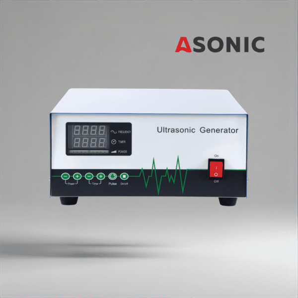Generator ASONIC IND, generator industrial cu ultrasunete care asigură o frecvență stabilă și o putere fiabilă pentru sistemele de curățare.