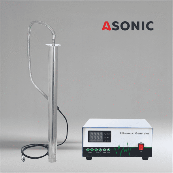 Transductor industrial cu ultrasunete ASONIC IND-ROD, accesoriu de înaltă performanță pentru curățarea puternică și uniformă în rezervoare mari.