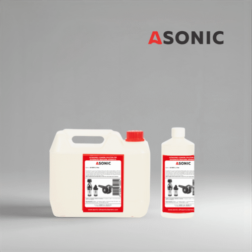 Detergent ASONIC AS-BIOX în canistre de 1 l, 5 l și 25 l pentru îndepărtarea reziduurilor biologice.