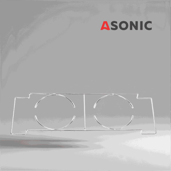 Suport pentru pahare de laborator ASONIC 6L, accesoriu profesional conceput pentru rezervoare de curățare cu ultrasunete în laboratoare și ateliere.