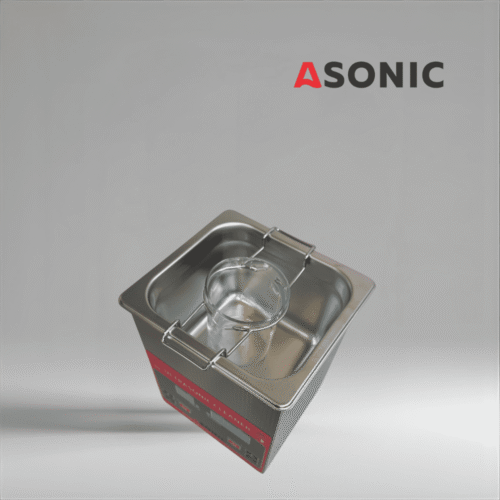 Pahar de curățare cu ultrasunete ASONIC BEAKER-PRO cu design durabil din sticlă