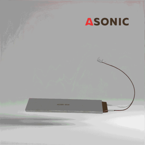 Încălzitor ASONIC 500W, element de încălzire compact pentru rezervoare cu ultrasunete, conceput pentru aplicații cu rezervoare medii.