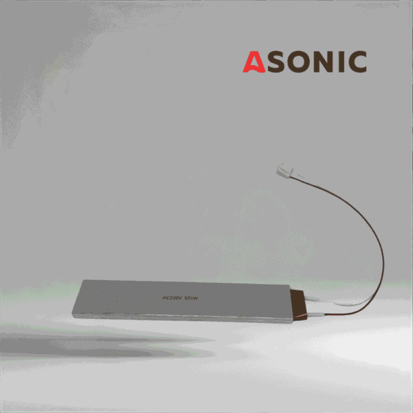 Încălzitor ASONIC 500W, element de încălzire compact pentru rezervoare cu ultrasunete, conceput pentru aplicații cu rezervoare medii.