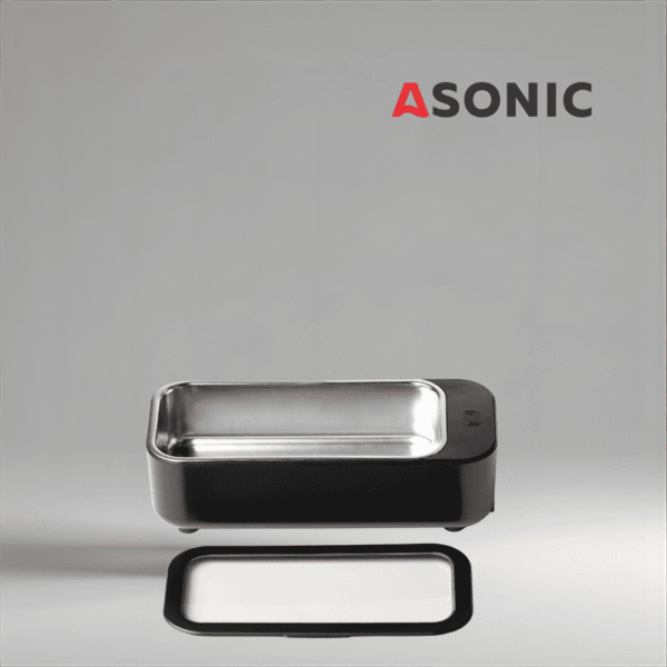 ASONIC HOME-450black curățător cu ultrasunete, design modern negru pentru curățarea precisă a obiectelor de valoare mici din casă.