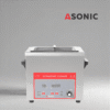 Aparat de curățare cu ultrasunete ASONIC 4L cu capac din oțel inoxidabil, conceput pentru utilizare industrială profesională.