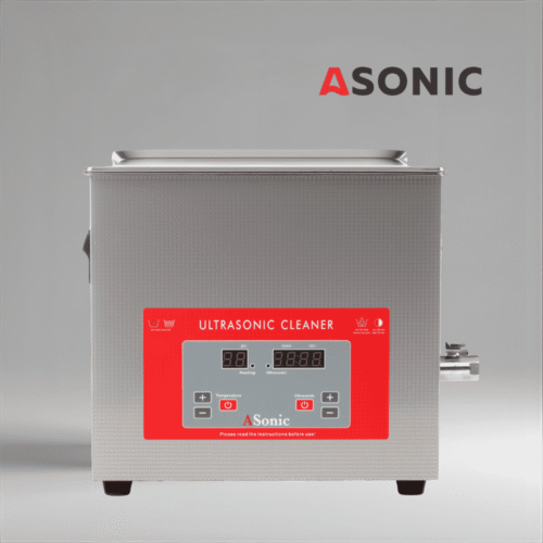 Curățător cu ultrasunete ASONIC PRO 15 L din oțel inoxidabil cu capac închis pentru sarcini de curățare semi-profesionale de mari dimensiuni.