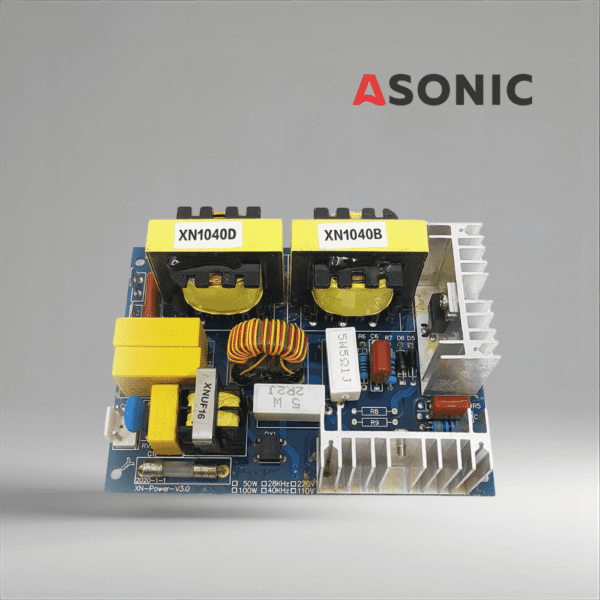 ASONIC PROmodel PCB 120W 28kHz, placă de circuit industrială pentru aparate de curățat cu ultrasunete, asigurând frecvență și performanță stabile.
