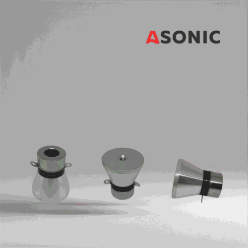Transductor ultrasonic ASONIC 28 kHz 60 W, componentă puternică concepută pentru aparate industriale de curățare cu ultrasunete.