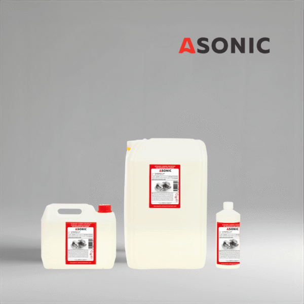 Soluția de pasivare cu ultrasunete ASONIC AS-METALPASS protejează metalele împotriva coroziunii după curățarea cu ultrasunete.
