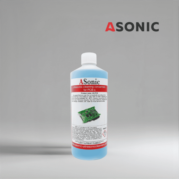 Detergent ultrasonic ASONIC PCB-1, soluție de 1 litru pentru curățarea sigură și precisă a plăcilor cu circuite imprimate și a componentelor electronice.