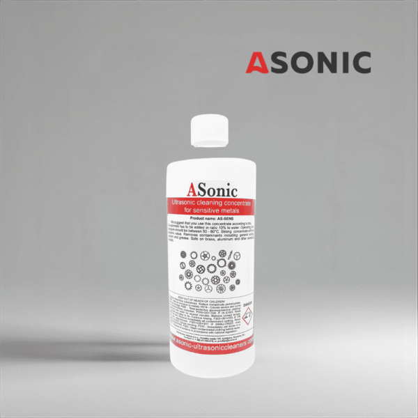 Curățător ultrasonic sensibil ASONIC AS-SENS-1, soluție de 1 litru pentru curățarea în siguranță a instrumentelor fragile, a dispozitivelor optice și medicale.