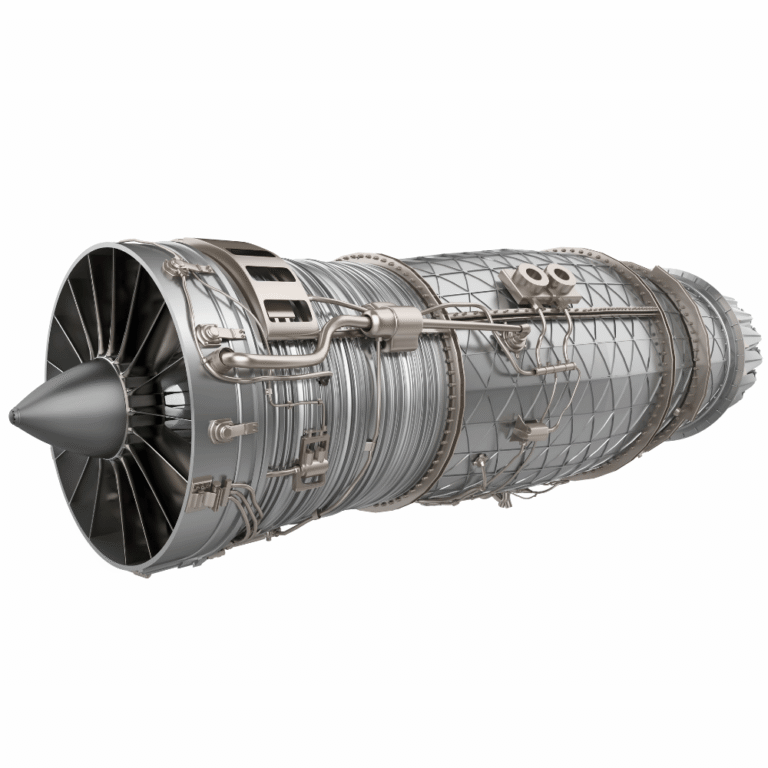 Motor de avion care arată cum se utilizează curățarea cu ultrasunete pentru curățarea precisă a componentelor aerospațiale.