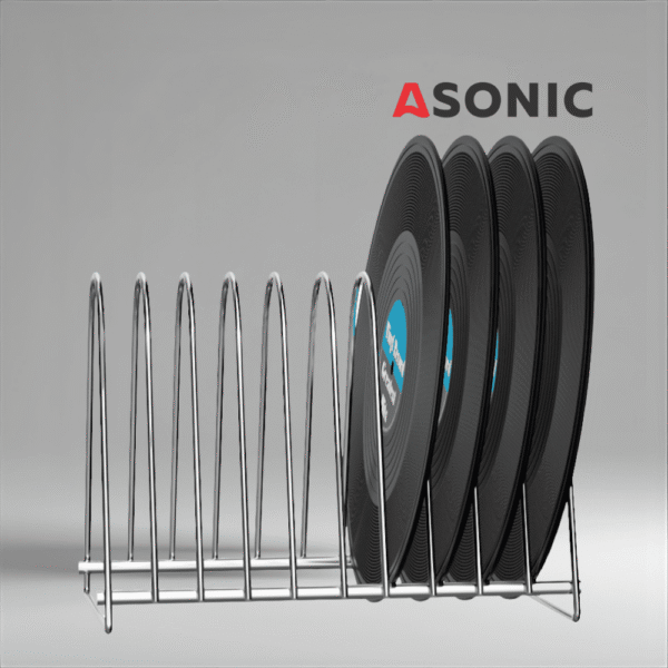 Suport de uscare pentru discuri de vinil ASONIC pentru 10 LP-uri, suport compact pentru uscarea în siguranță a discurilor după curățarea cu ultrasunete.