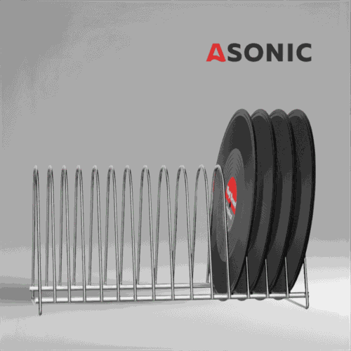 Suport de uscare pentru discuri de vinil ASONIC pentru 15 LP-uri, accesoriu profesional pentru uscarea colecțiilor mai mari după curățarea cu ultrasunete.